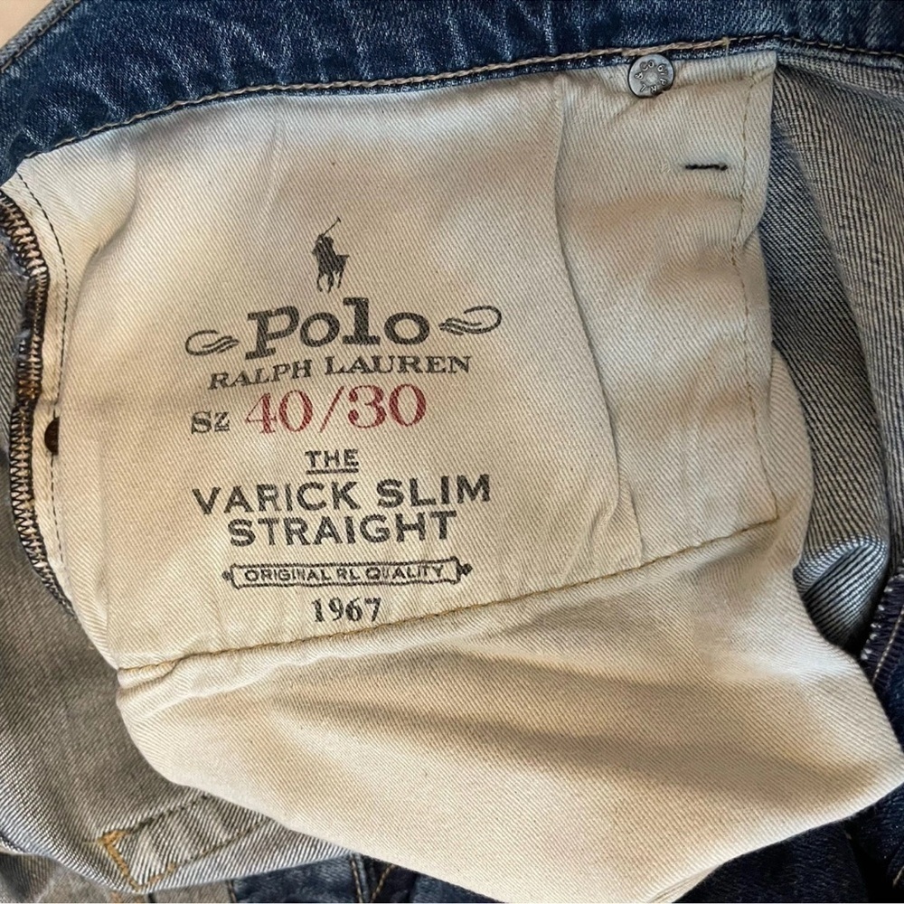 POLO RALPH LAUREN BLUE JEANS THE VARICK SLIM STRAIGHT 40x30(fit 40x28) Cotton - Picture 3 of 5